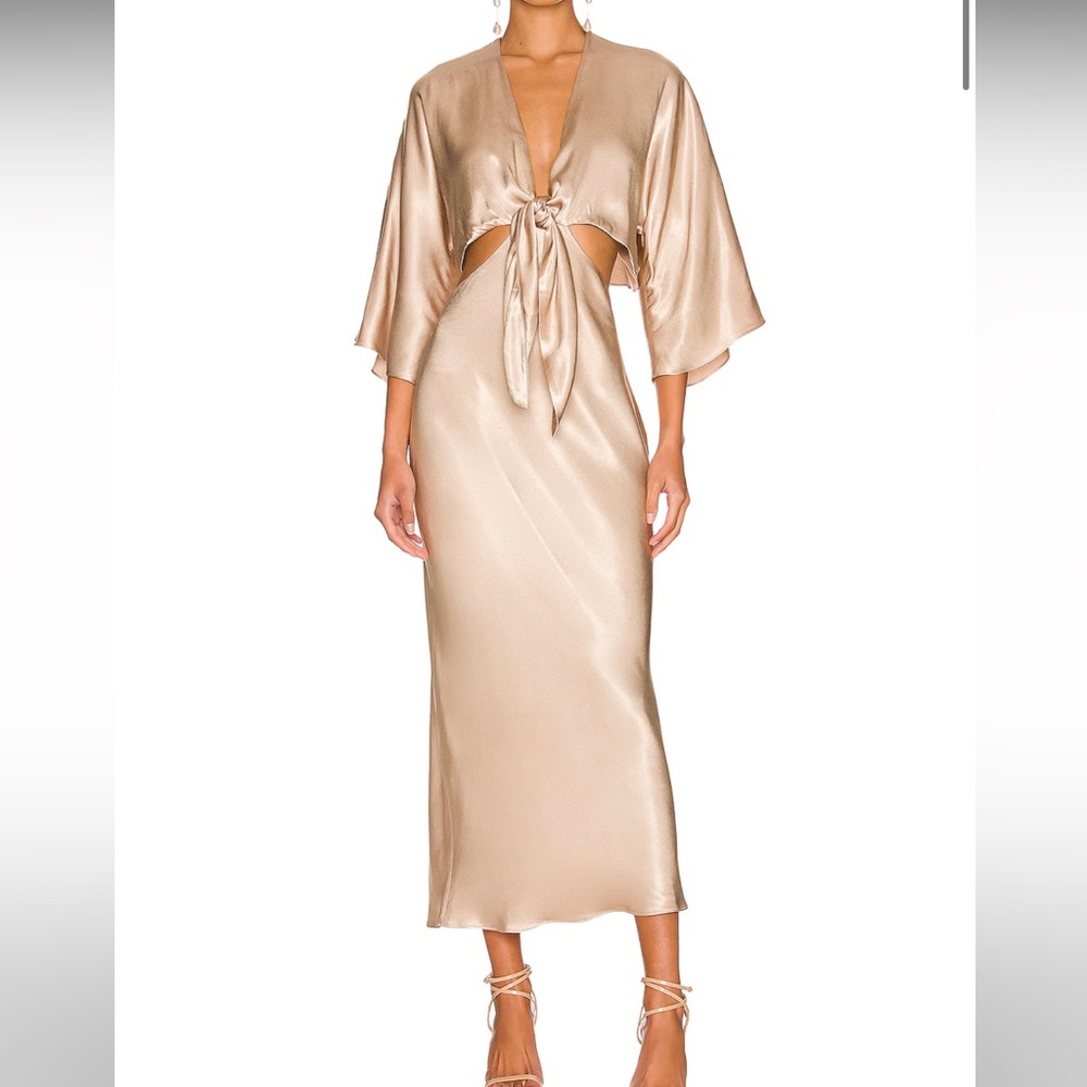 Shona Joy La Lune Tie Front Midi Dress NWT